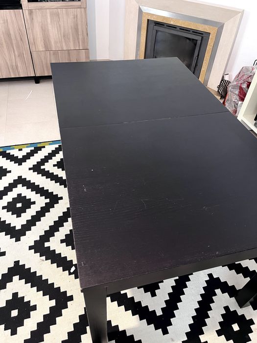 Mesa extensível, castanho escuro, 140/220x85 cm
