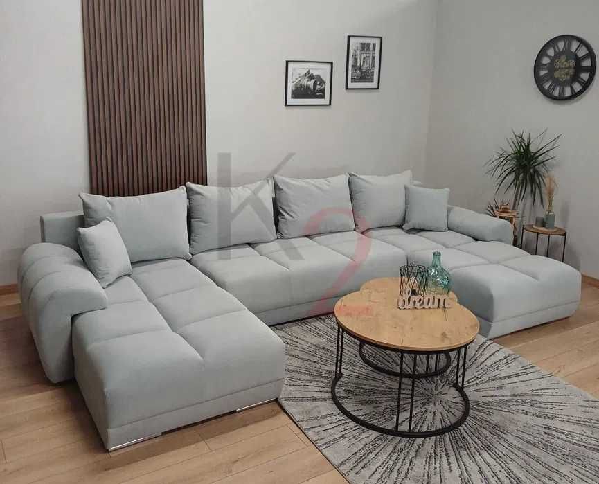 Narożnik Alaska U Pikowana Kanapa Sofa Rozkładana do Salonu+ GRATIS