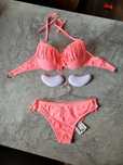 Azulena Boho bikini frędzle XL 42 brzoskwinia koral