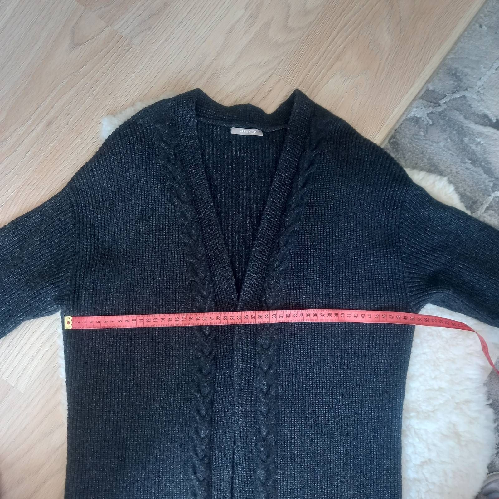 Ciemnoszary długi sweterek/kardigan r. uniwersalny
