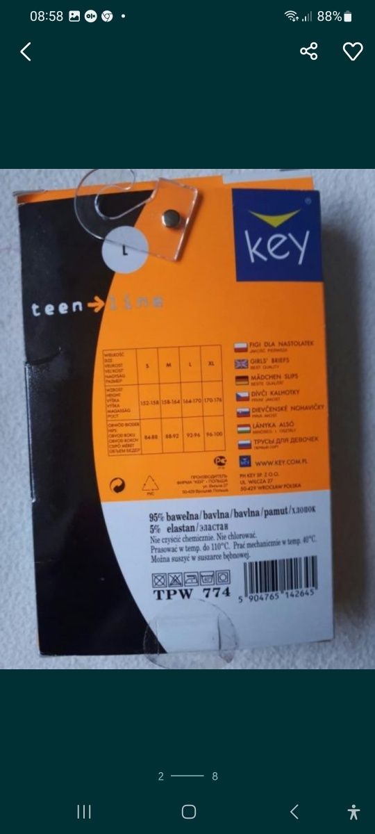 Sprzedam nowe stringi 3 szt dla nastolatek marki KEY