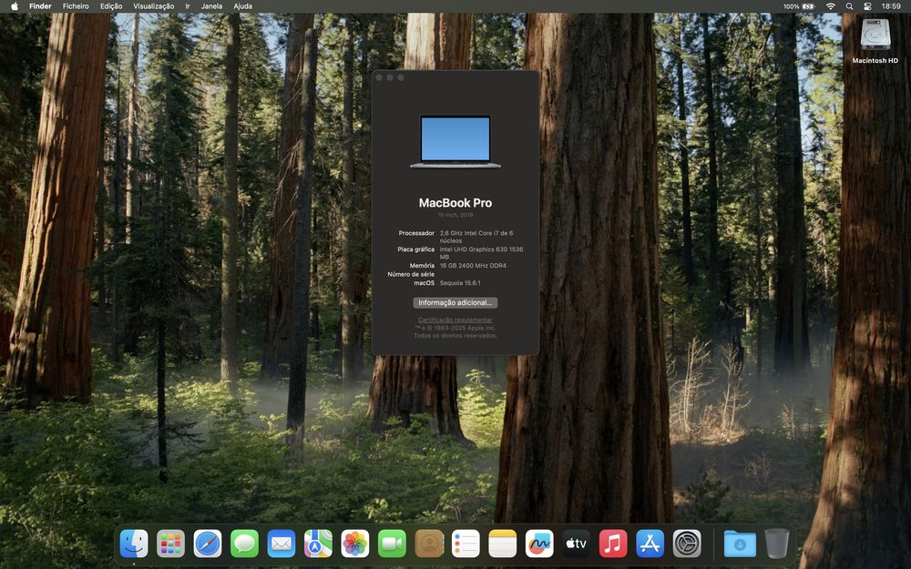 MacBook Pro 15" 2018 i7 16GB 1TB