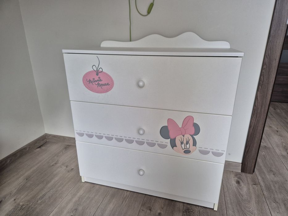 Meble Meblik Minnie Mouse zestaw komoda szafa łóżeczko dla dziewczynki
