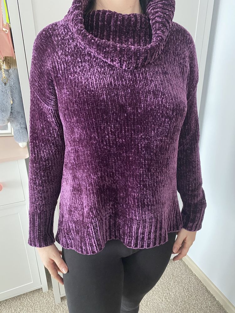 Sweter welurowy fioletowy