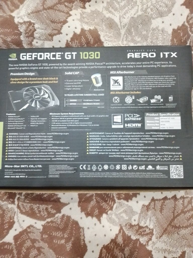 Видеокарта GeForce GT 1030 AERO ITX 2G OC