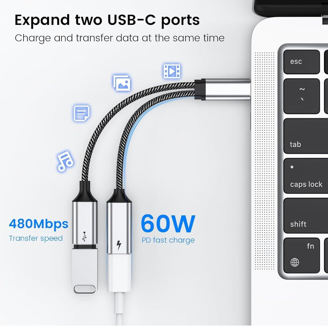 Rozdzielacz USB C na gniazdo USB C adapter USB Y Splitter kabel