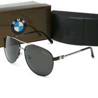 Óculos de sol BMW polarizados armação metal pretos e prateados - NOVOS