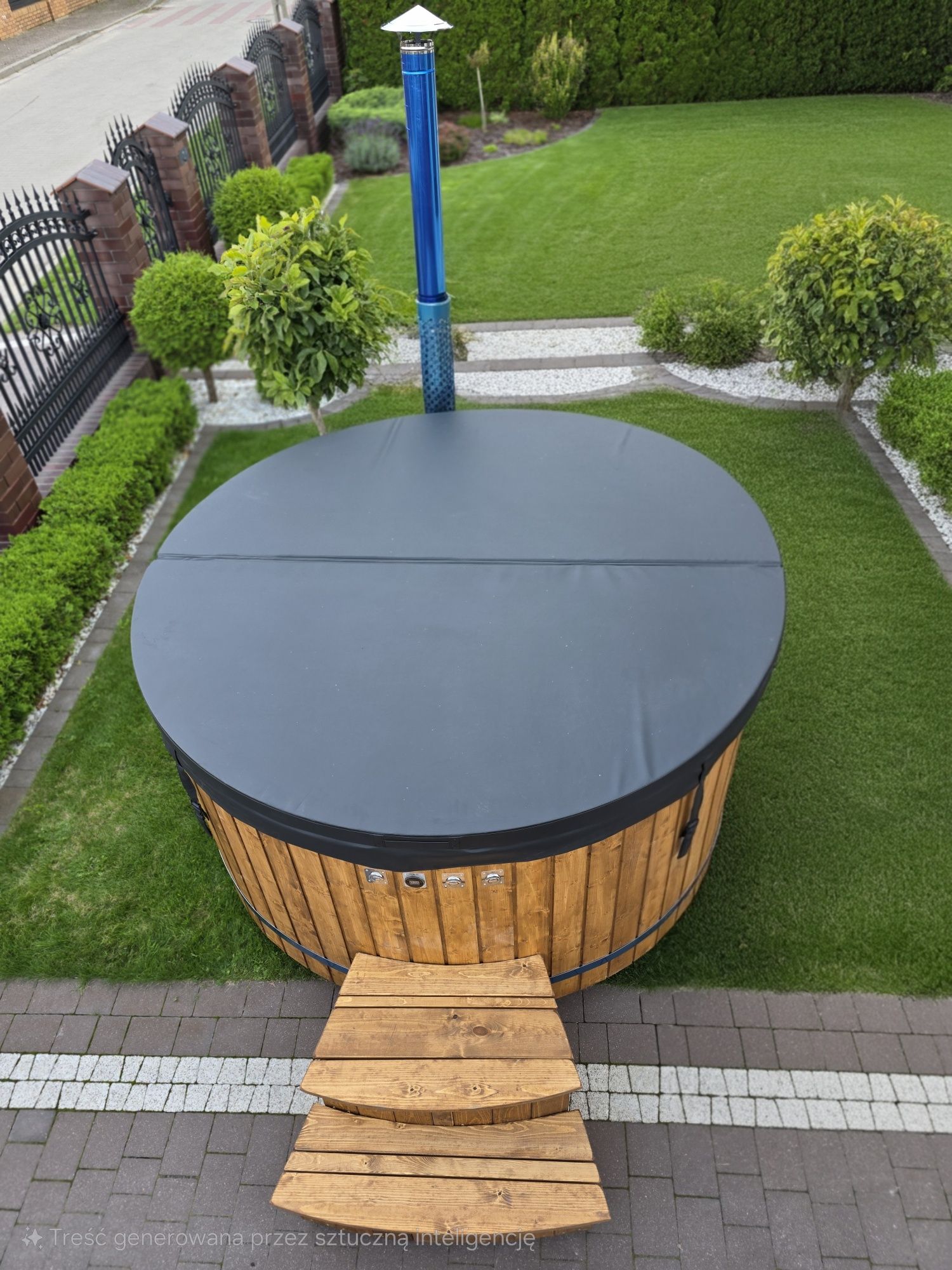 Balia ogrodowa jacuzzi 225cm z piecem wewnętrznym integrowanym