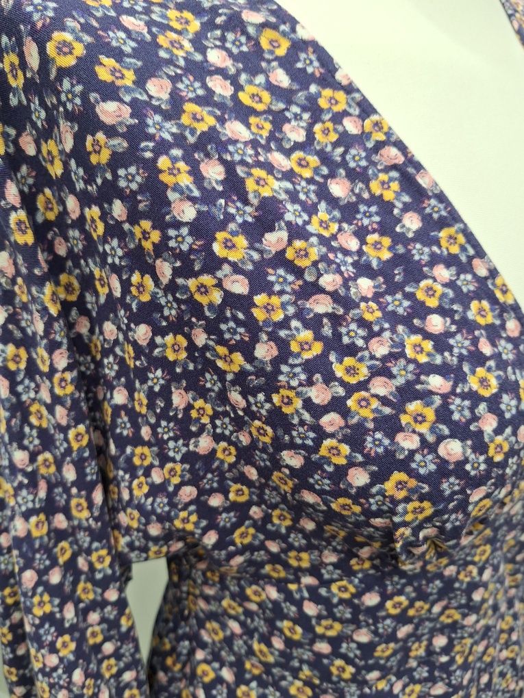 Sukienka w kwiatki fioletowa na lato krótka casual basic dress  Zara 3