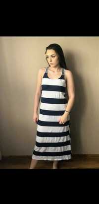 Nowa włoska sukienka maxi paski marynarska S M L