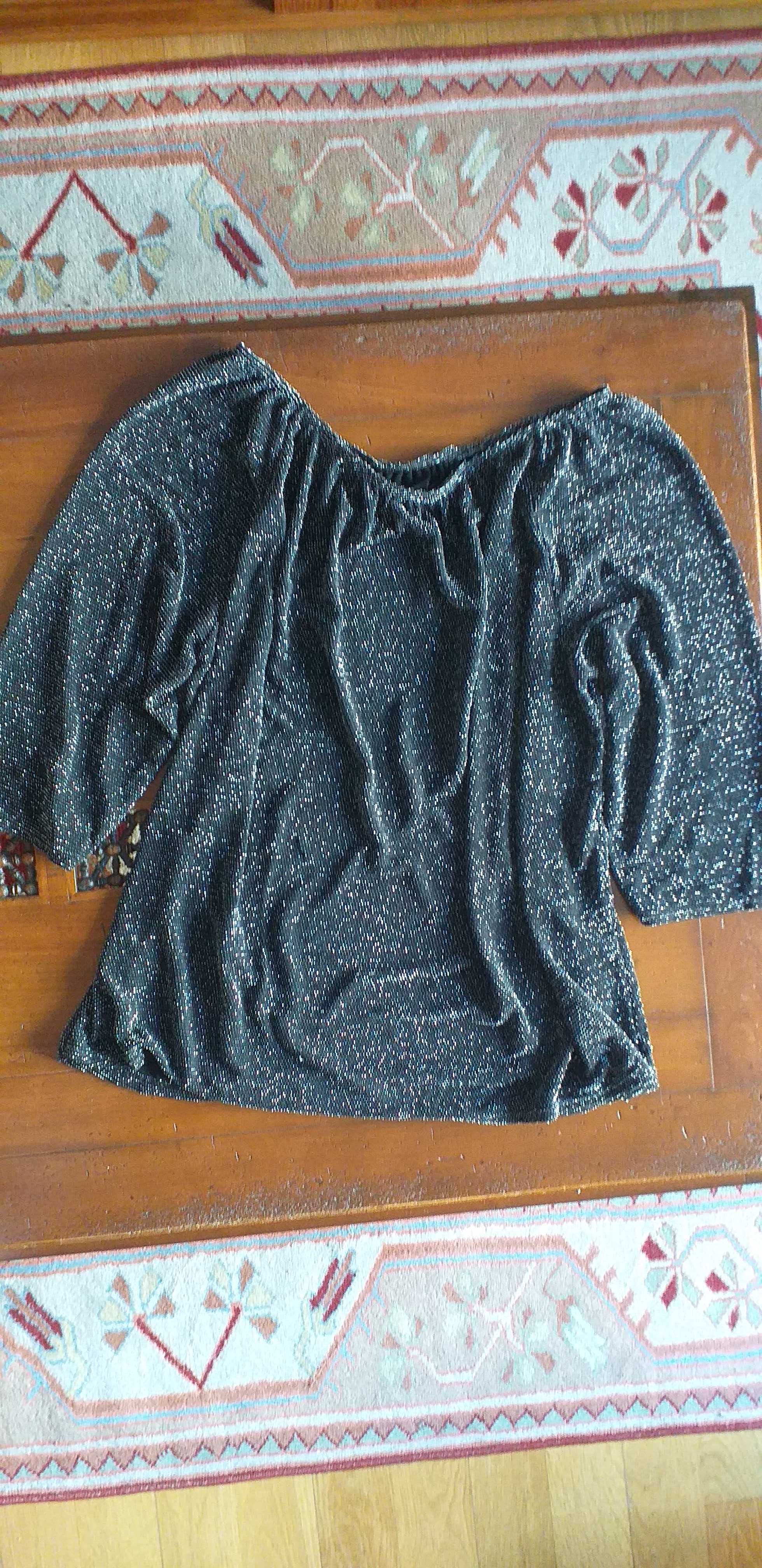Blusa Senhora Cerimónia Preta Prateada