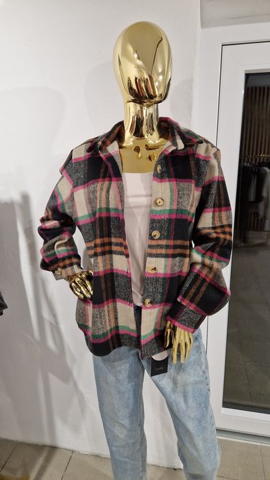 Koszula w kratę jesień beżowa czekolada Varlesca chicaca XS S M L