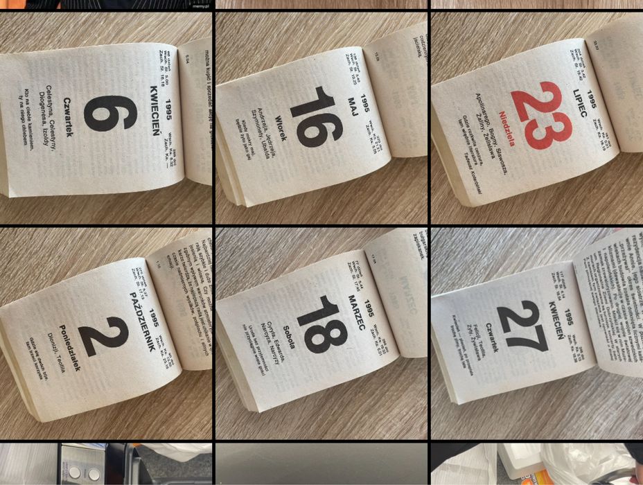 Kartki z kalendarza rok 1995 PRL, Prezent, pamiątka okolicznościowa