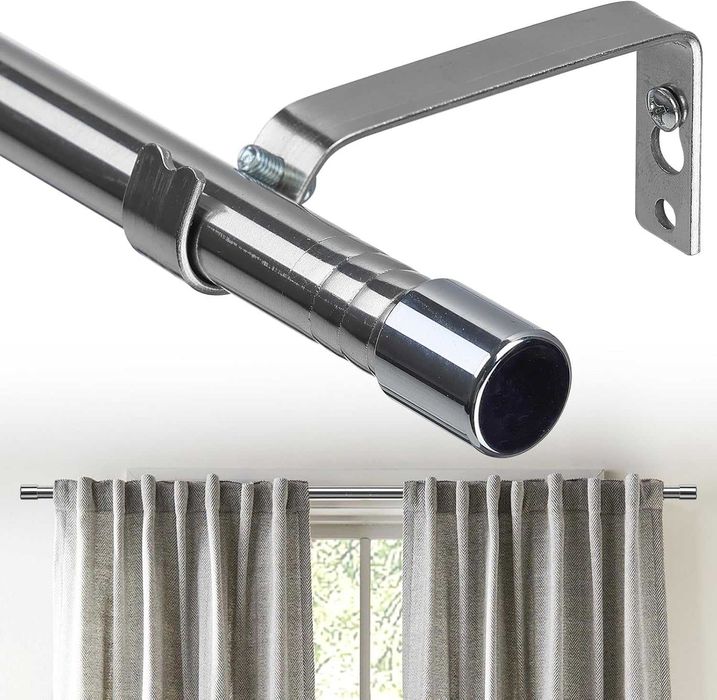 Regulowany karnisz okienny 76-226 cm – metalowy, srebrny