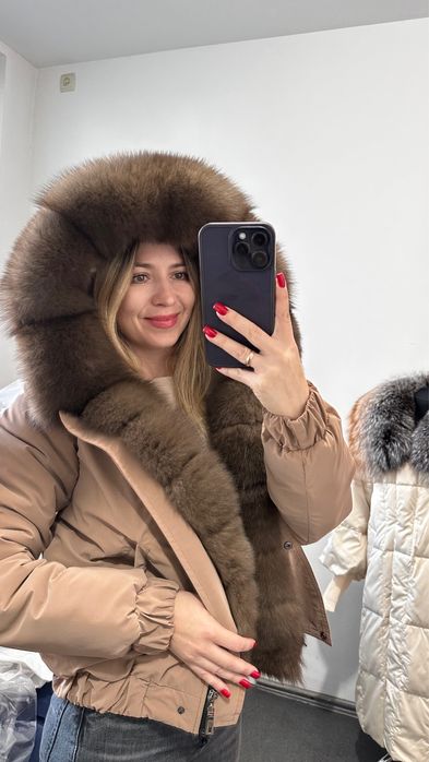 Бомбер с натуральным мехом блюфрост, парка с песцом