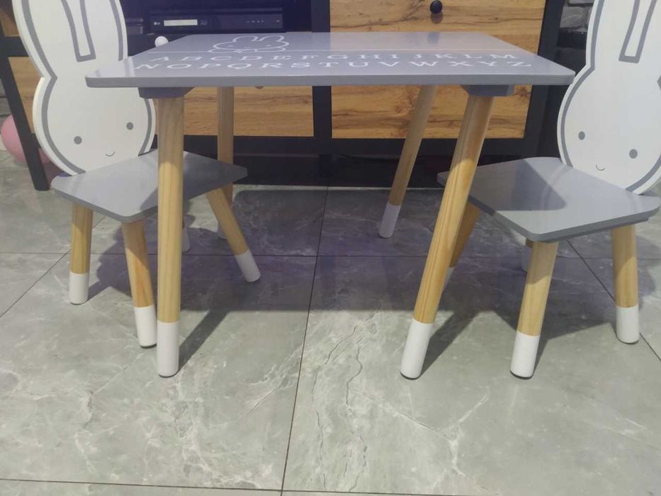 ZESTAW DREWNIANY Stolik + 2 krzesła dla dzieci Wysoka Jakość i Design