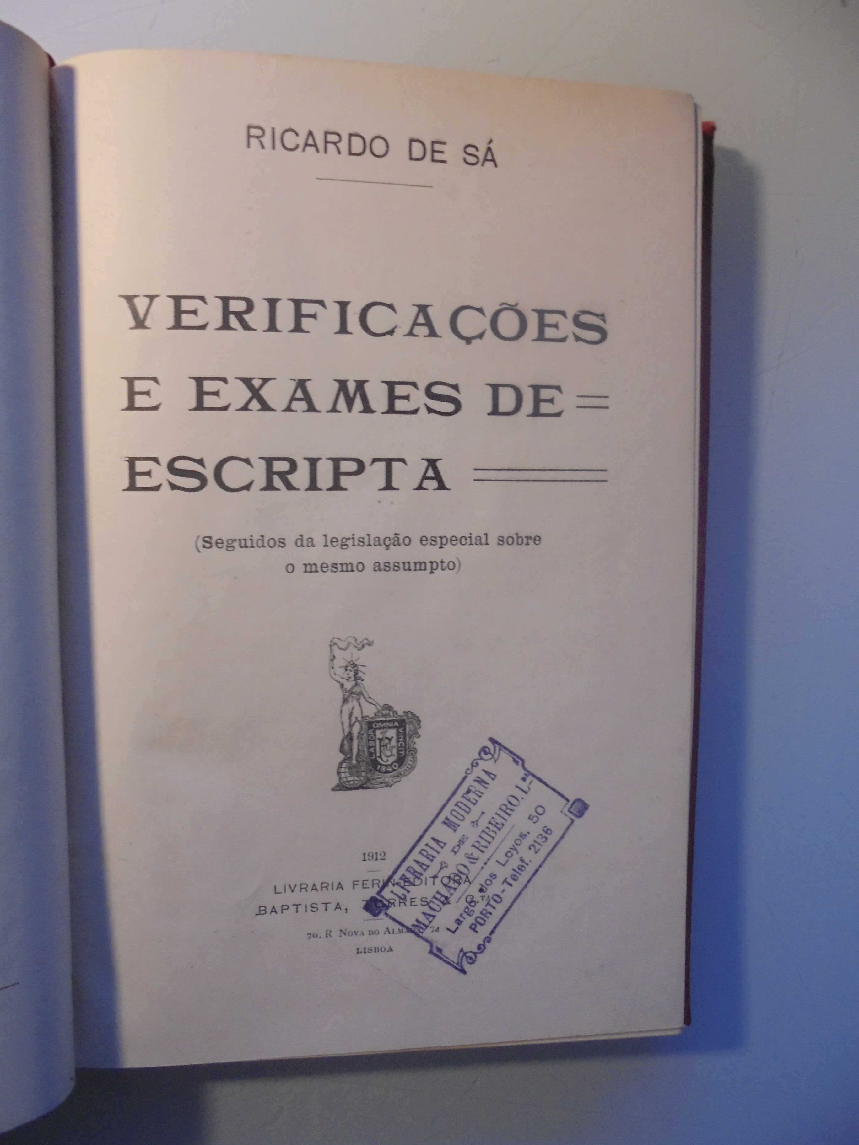 Sá (Ricardo de);Verificações e Exames de Escripta;