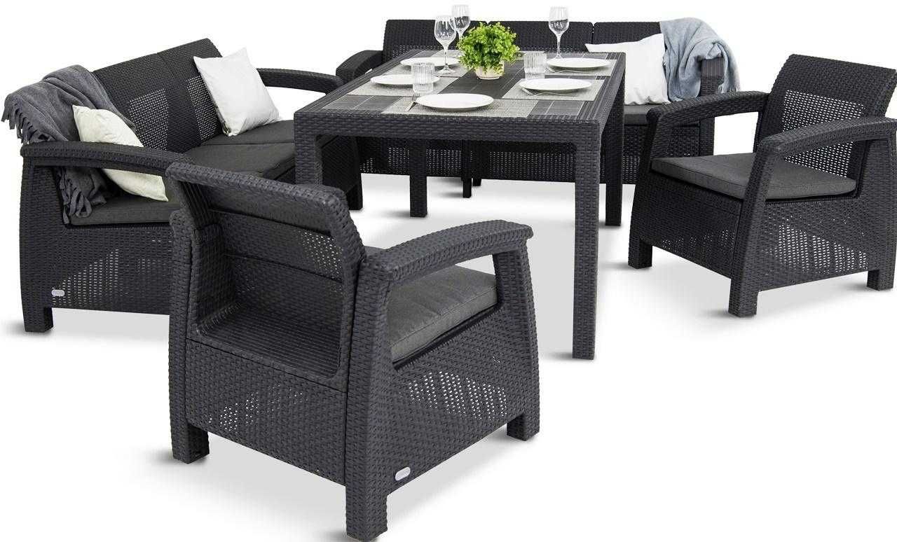 Meble Ogrodowe Techno-Rattan Queen 3+2+1+1+Ławo-stół Sklep Glam24.pl