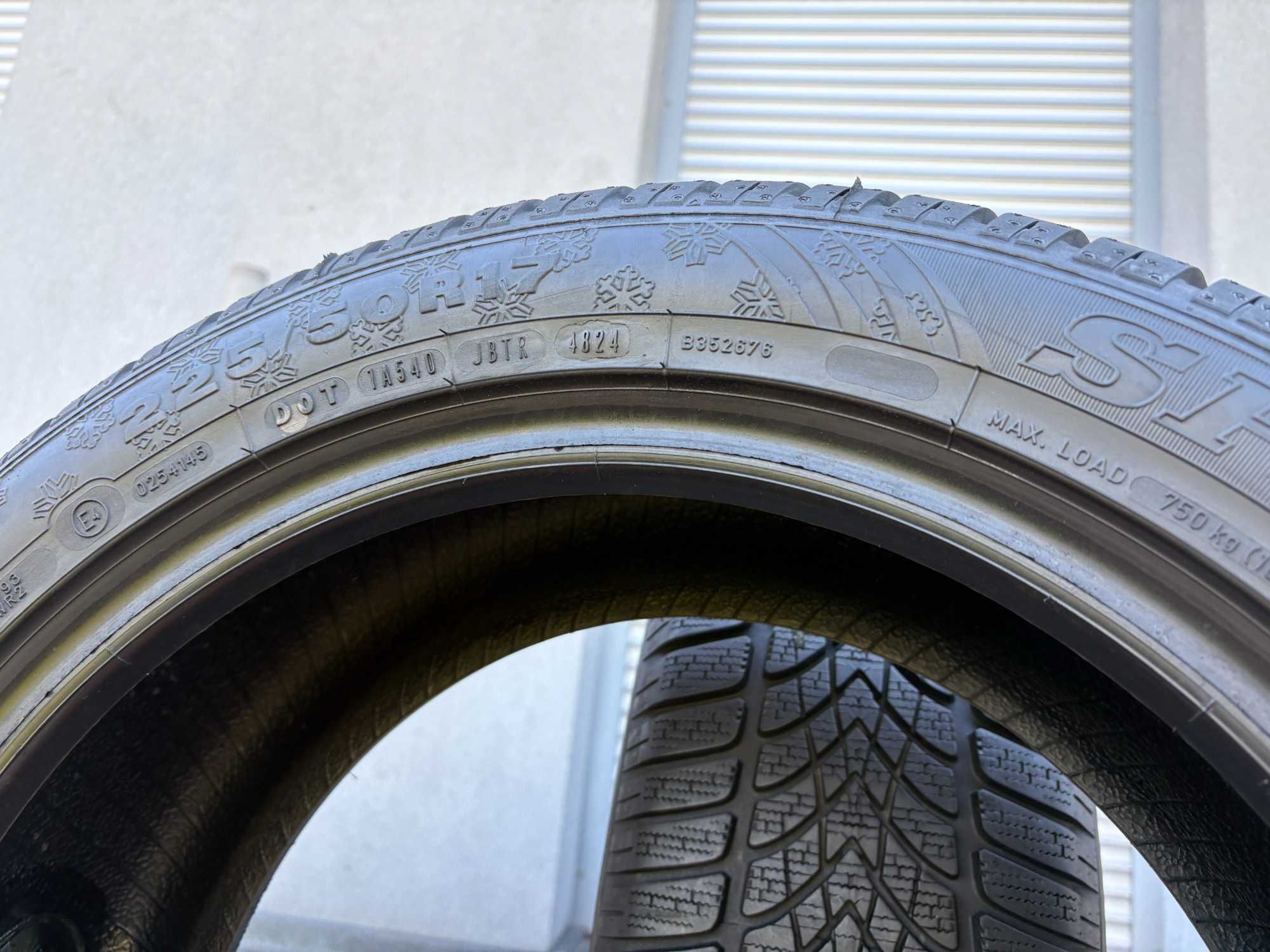 2szt zimowe 225/50R17 Dunlop 8,3mm 2024r świetny stan! Z1312 gwarancja