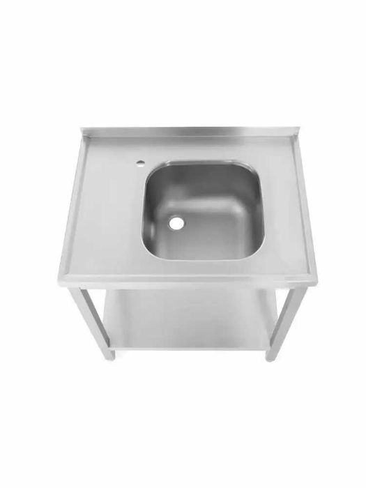 Stół ze zlewem i półką - prawy, skręcany 800x600x850 mm | HENDI