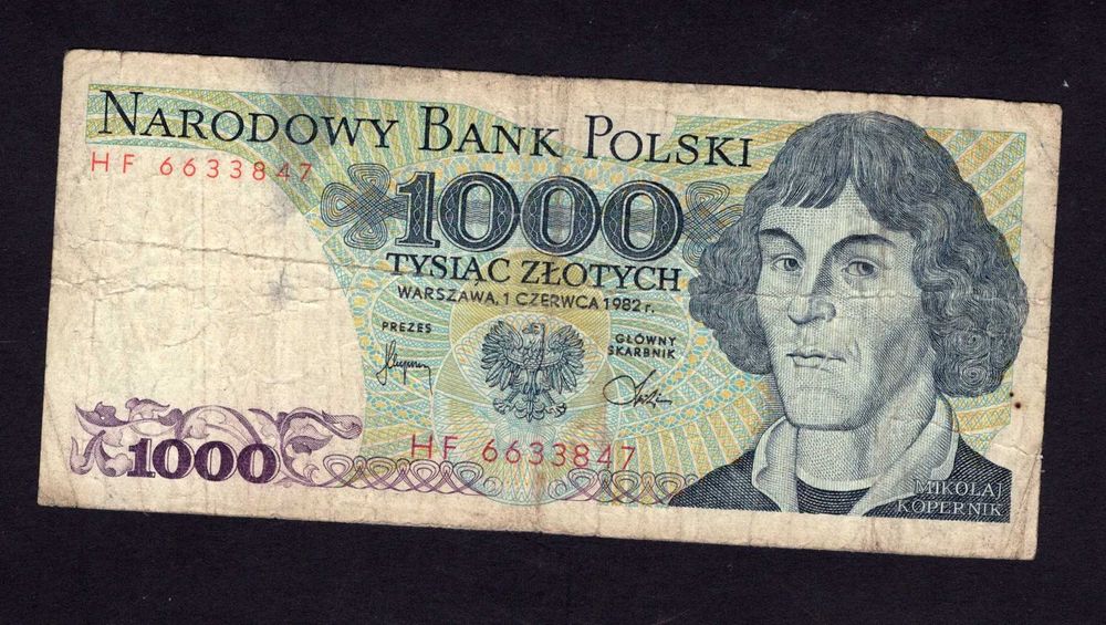 Banknot Polska PRL 1000 Złotych 1982 rok Seria HF6633 P-146c VF