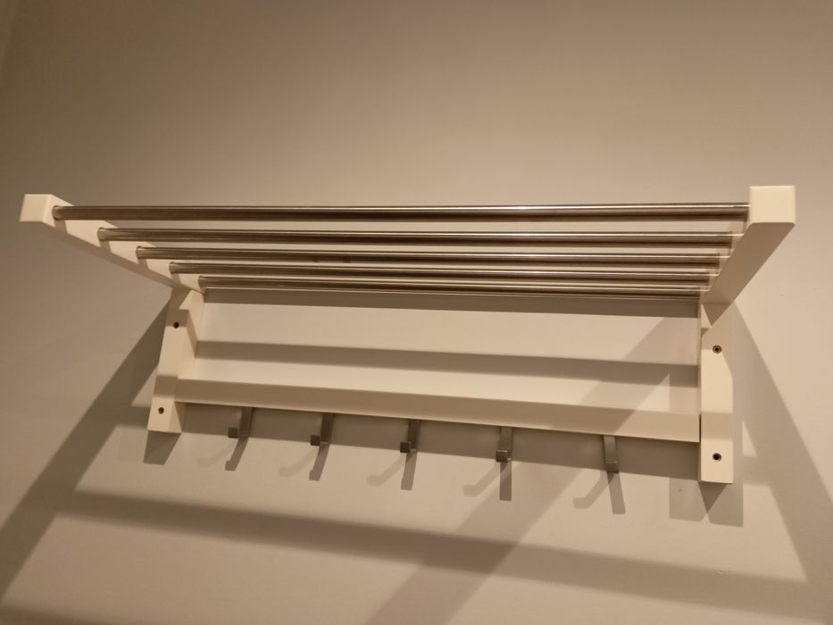 TJUSIG Ławka z półkami na buty i wieszak z półką