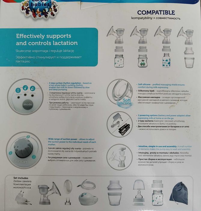 Laktator elektryczny Canpol EasyStart ZESTAW (butelka + pojemniki)