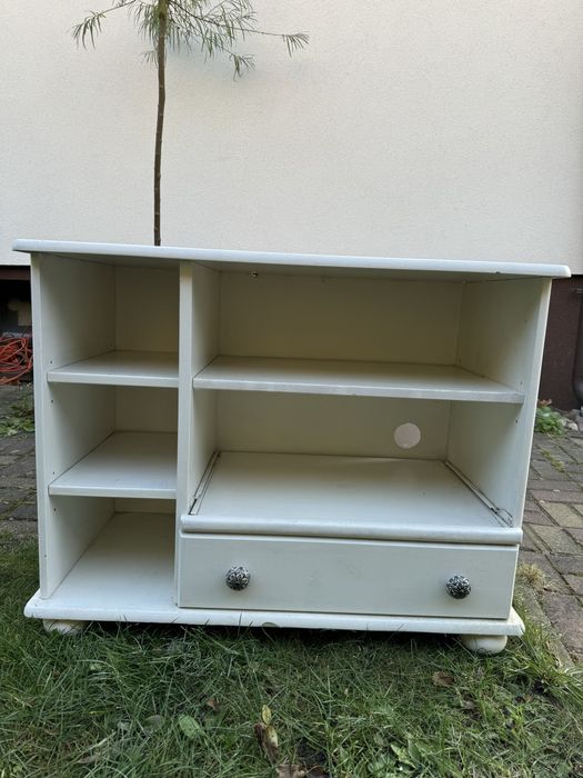 Mini komoda/szafka RTV, biała, RETRO