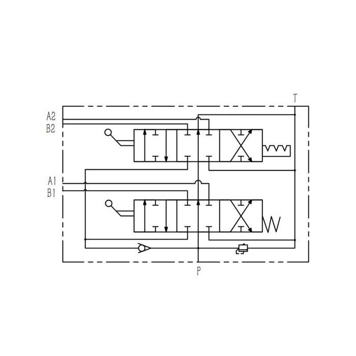 Rozdzielacz hydrauliczny 2 sekcyjny 40L z jedną sekcją z zatrzaskiem