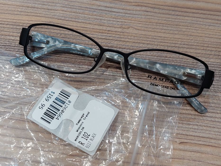 Женские узкие черные оправы с мраморными заушниками R102 от Rampage!