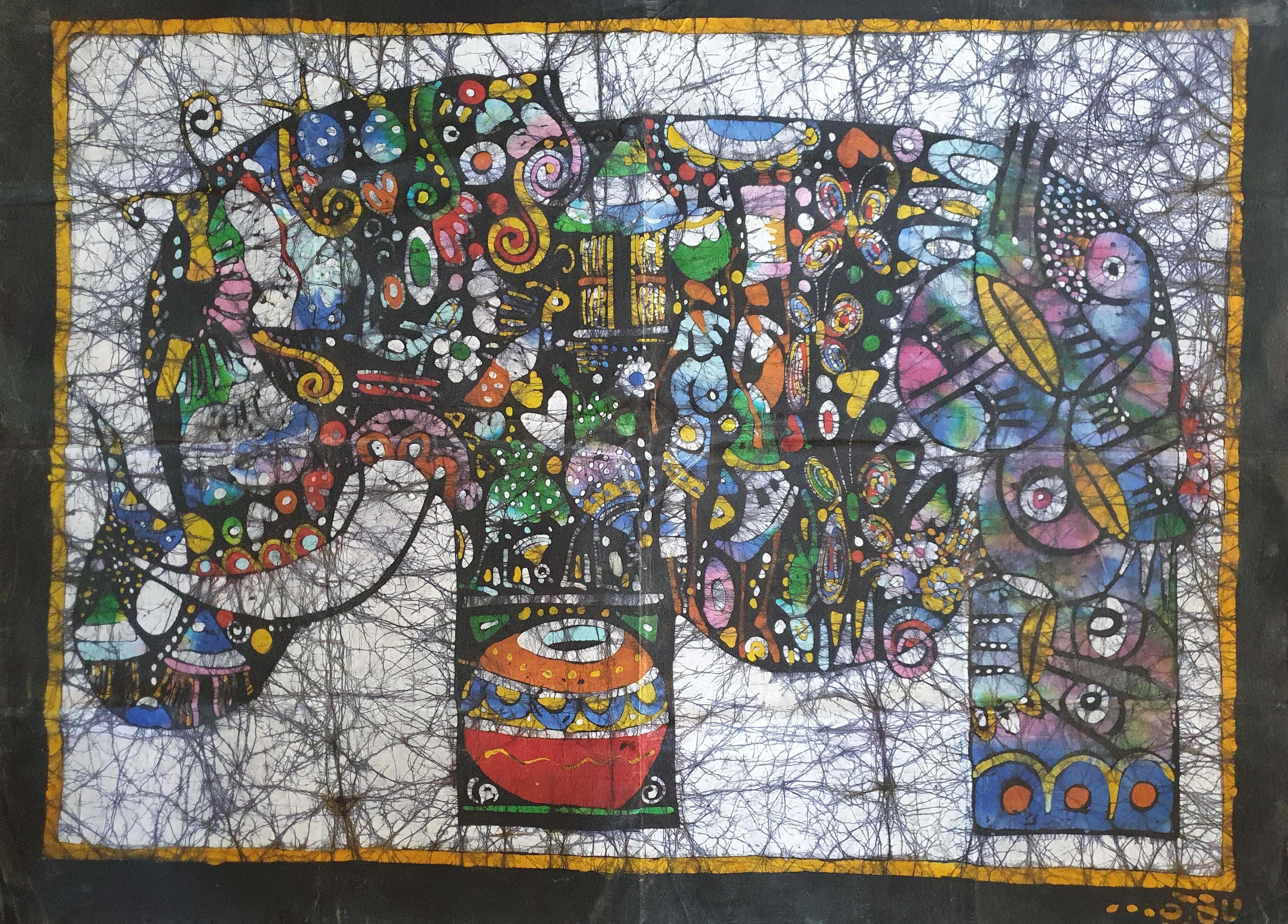 Batique Moçambicano - Tela Tecido Quadros Pintado Mao - Arte Africana