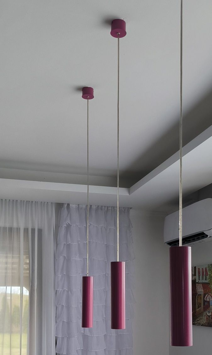 Lampy wiszące kuchenne do jadalni 3 sztuki z żarówkami