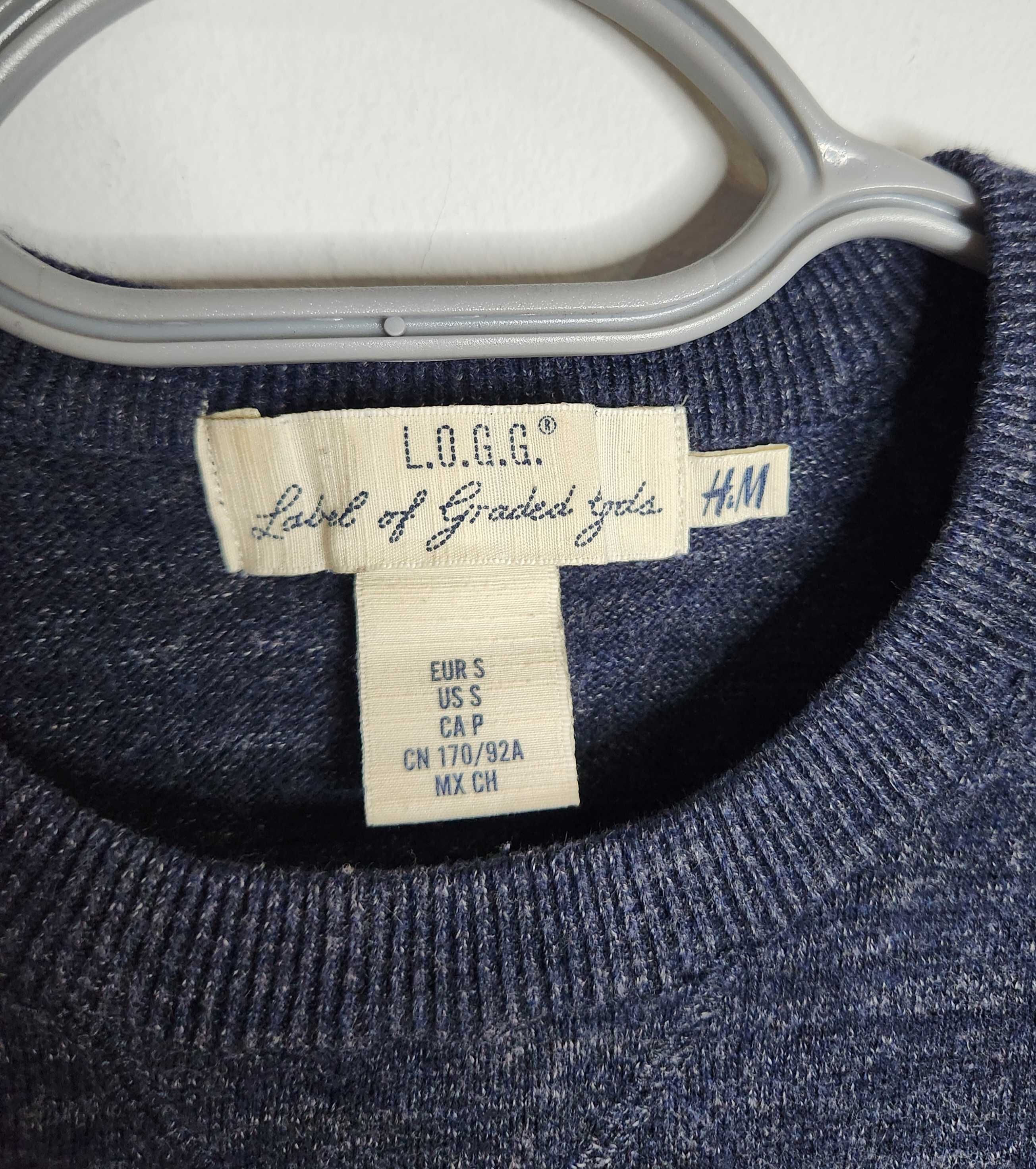 H&M Sweter Granatowy Longsleeve Bawełniany Męski M
