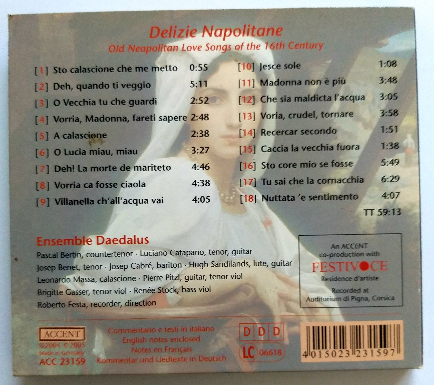 Delizie Napolitane Old Neopolitan Love Songs Of The 16th Century 2005r