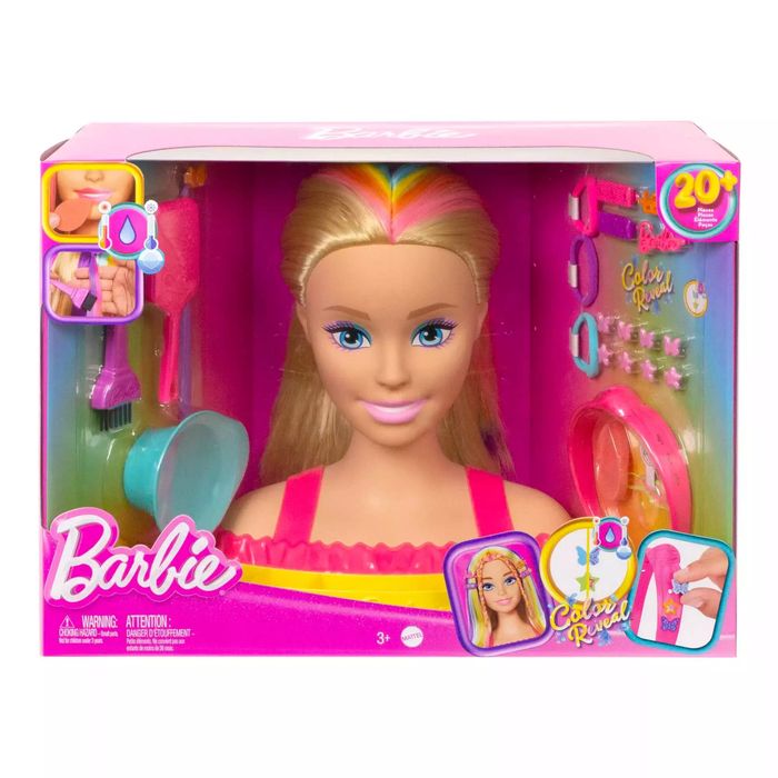 Barbie. HMD78 Głowa do stylizacji, neonowa tęcza. Barbie