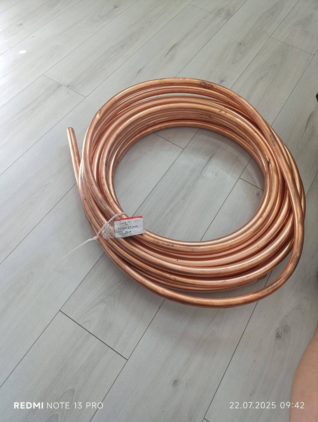 Miękka rura miedziana fi 22