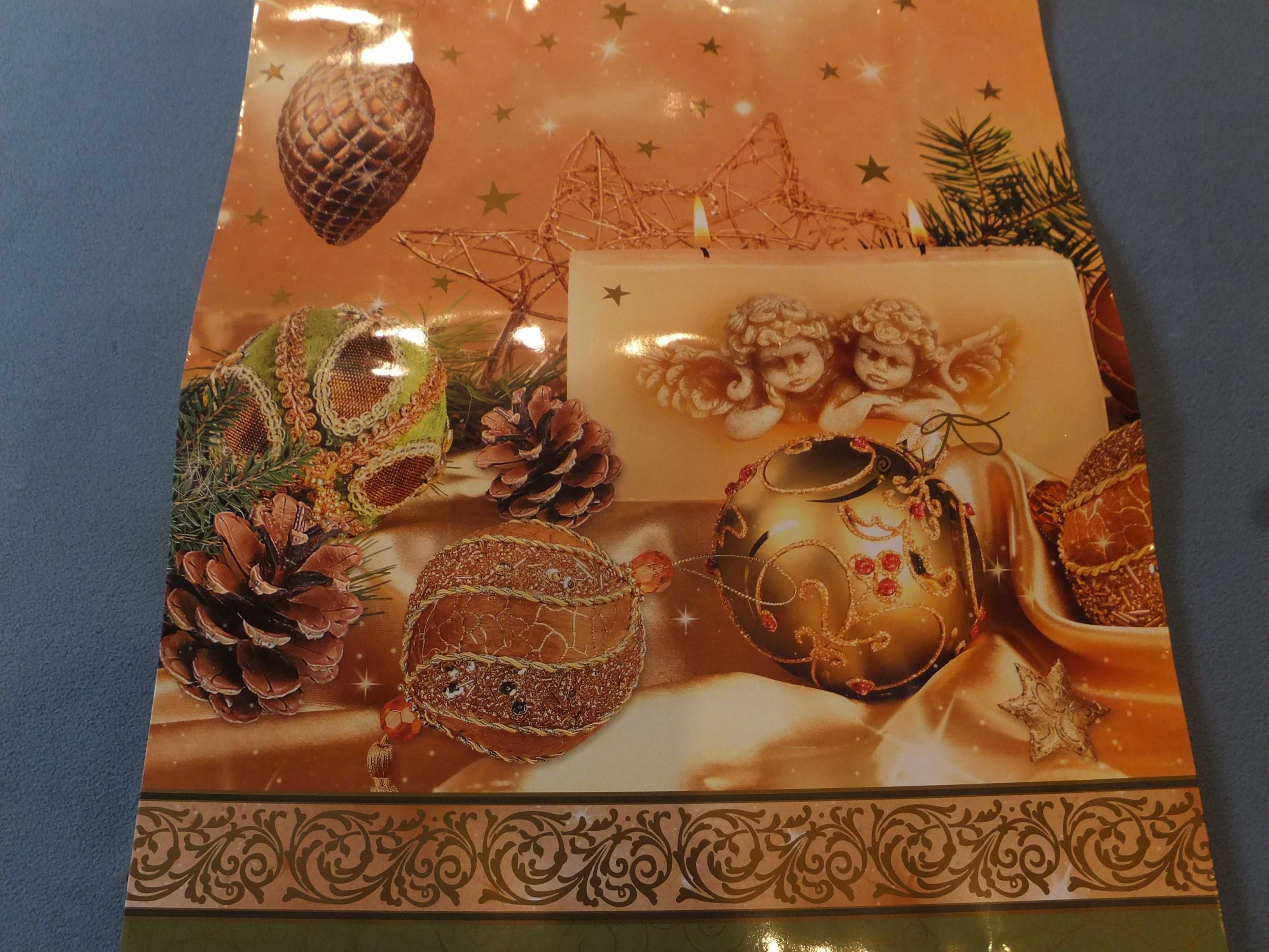 NOWA Bardzo DUŻA świąteczna torebka prezentowa zielono-złota 70cm