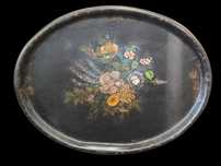 Bandeja pintada à mão com nácara victoriana do XIX século