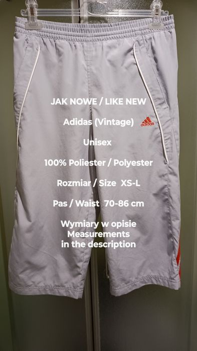 Adidas (Vintage)  Dłuższe spodenki z siateczkową podszewką, XS-L