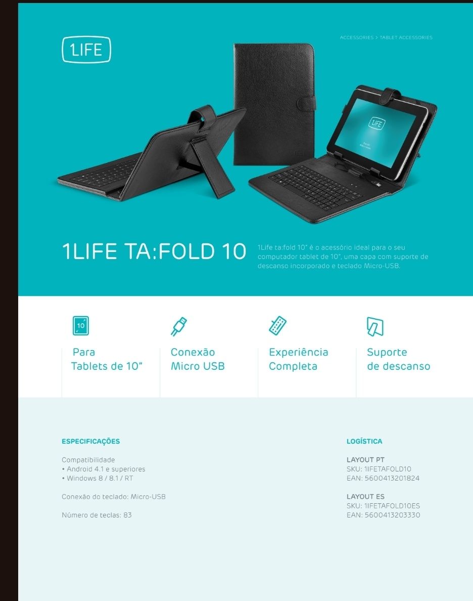 2x Capas 10" com teclado (ligação micro USB)