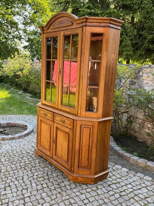 Kredens Witryna dębowa biblioteczka komoda z nadstawką 2002 r drewno