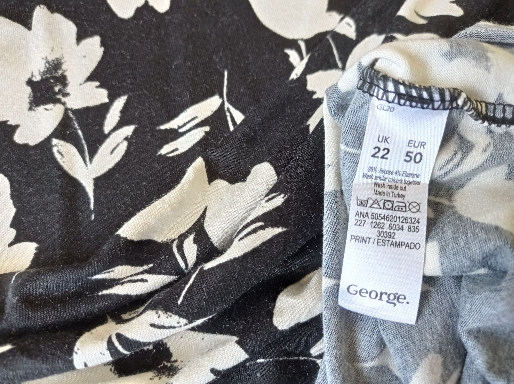 George nowa elegancka bluzka kwiaty 50 5XL tunika dla puszystej lato