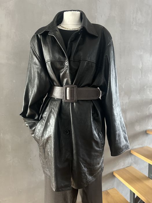 Czarna kurtka z naturalnej skóry z odpinanym ociepleniem-XL-3XL