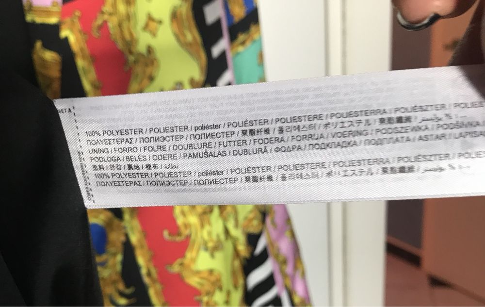 Marynarka Mango z barokowym wzorem, wielokolorowa satyna/podszewka, S