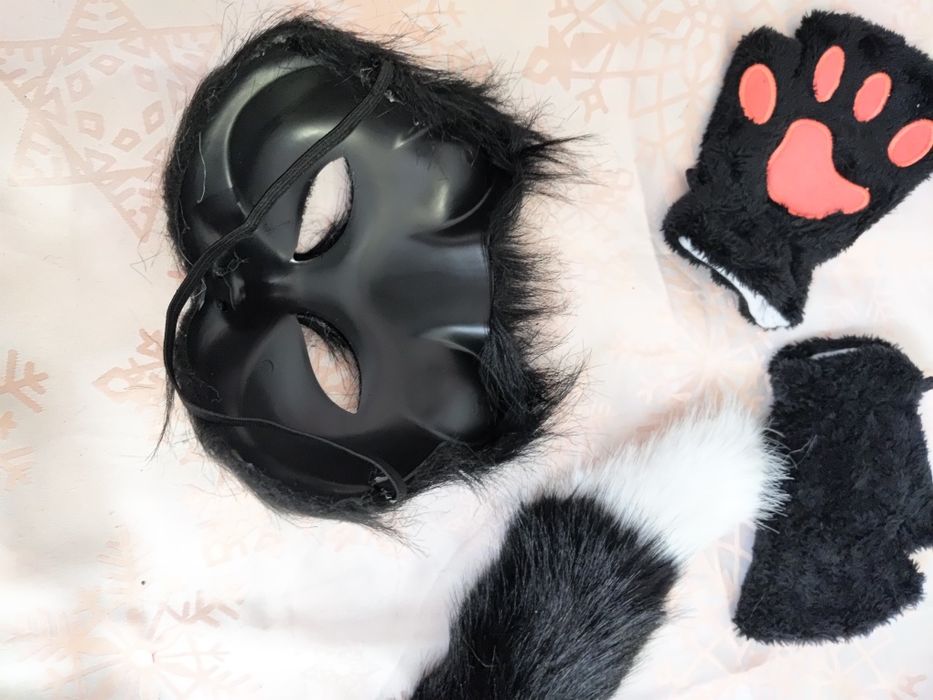 Strój przebranie kot therianie maska ogon łapki futerko roz uniwersaln