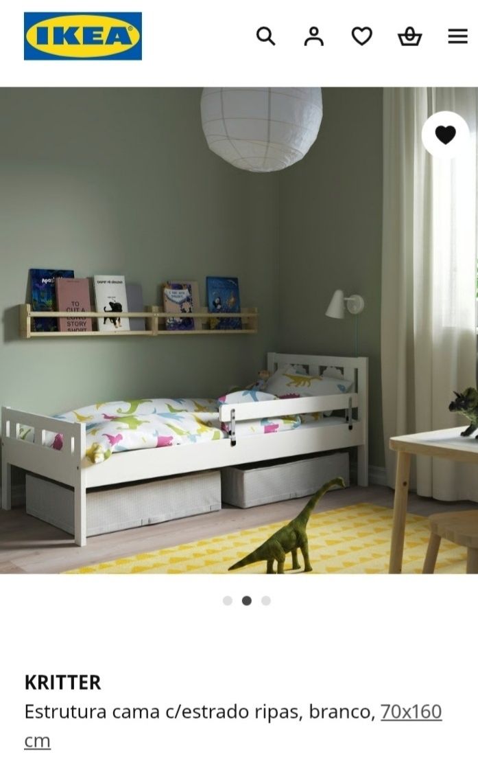 Cama criança Ikea (1,65 × 75 cm) + colchão  + resguardo