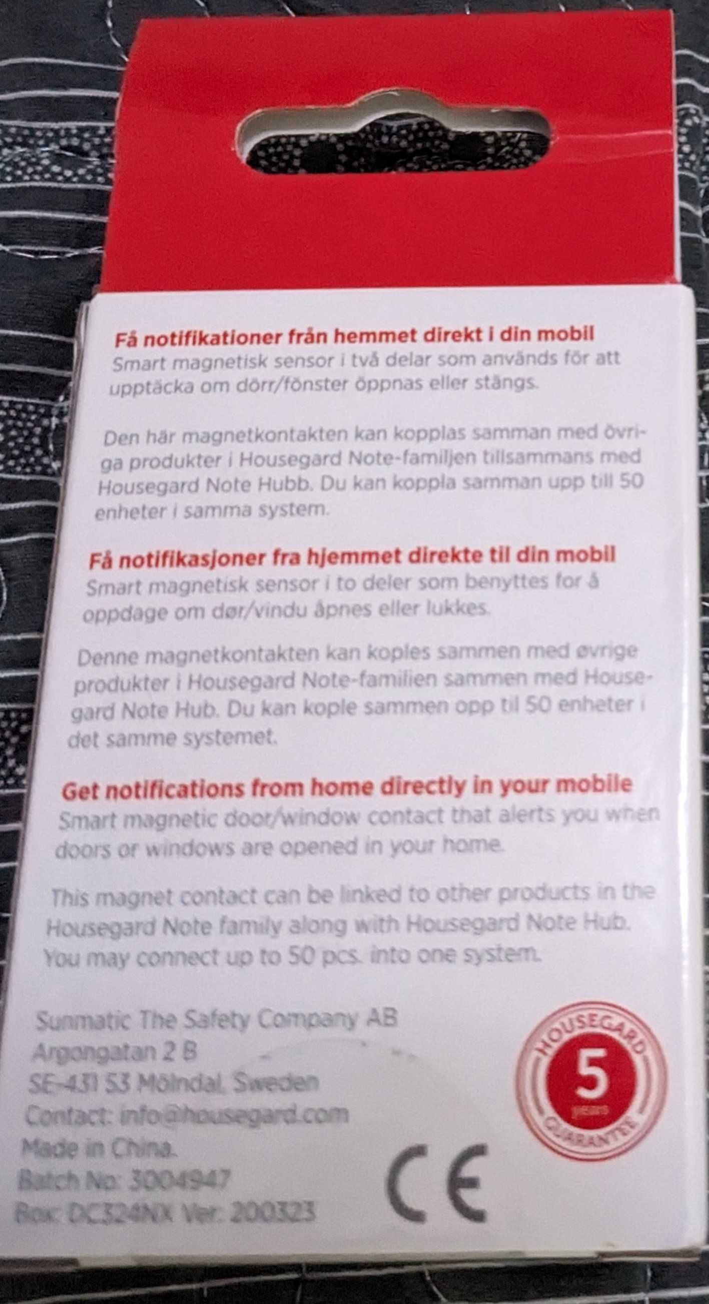 Housegard Note DC324NX czujnik magetyczny drzwi / okien 868MHz