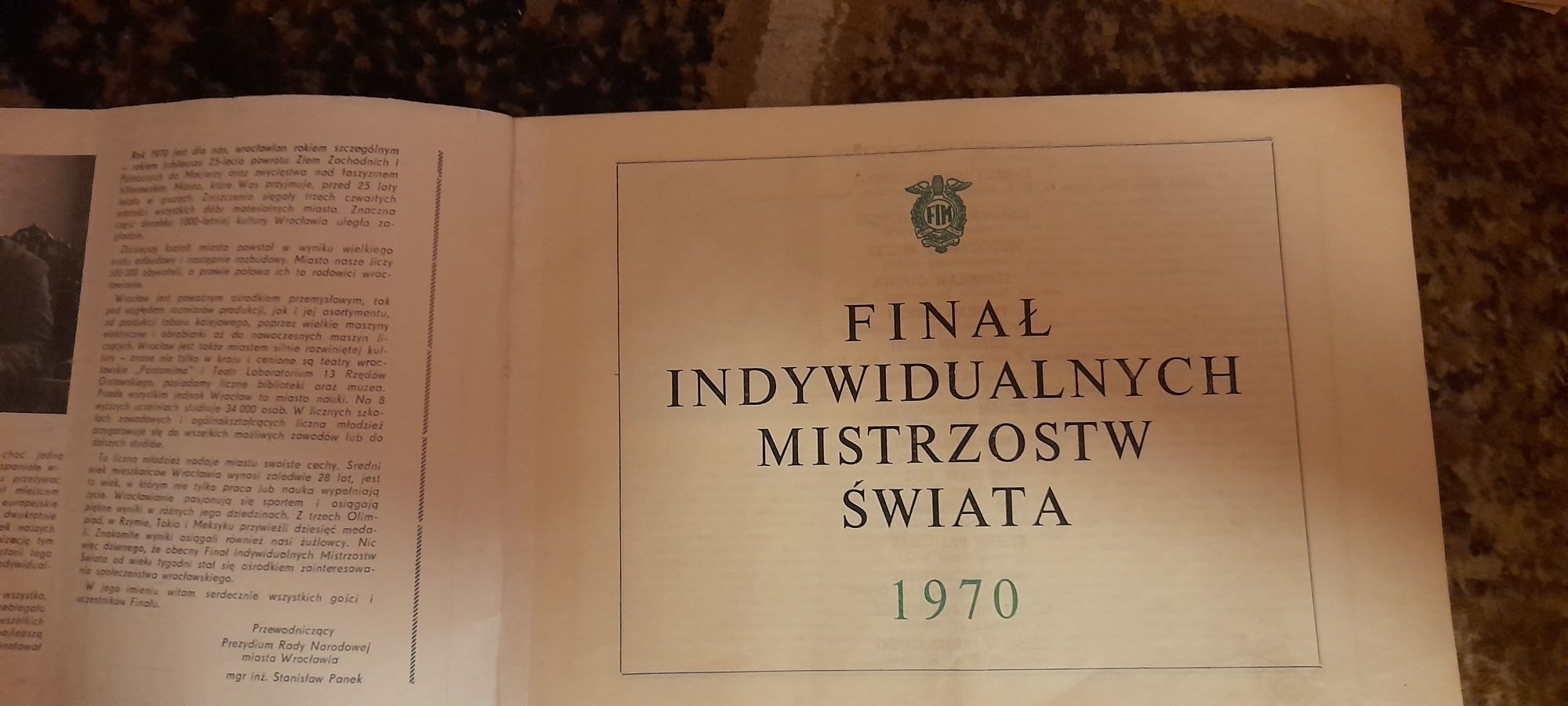 Finał Indywidualnych Mistrzostw Świata 1970 program