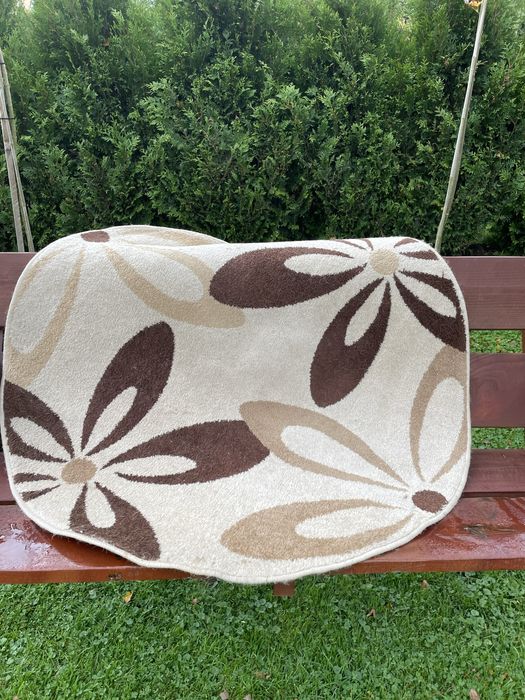 Chodniki 3sztuki chodnik dywan okrągły 120 cm kwiaty beżowy przytulny