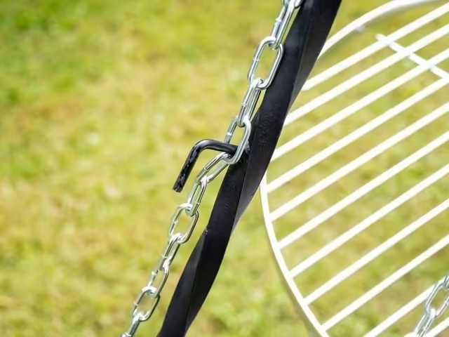 TRÓJNÓG ogrodowy z łańcuszkiem na ruszt kociołek 180cm PALENISKO GRILL